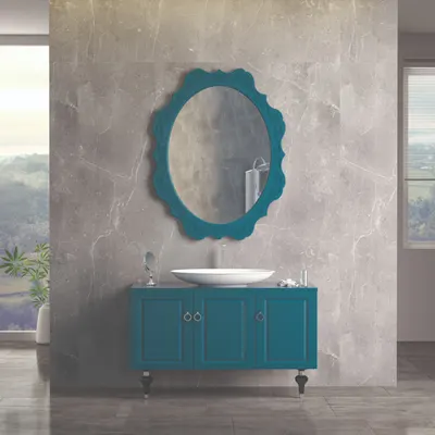 Set mobilier baie Palermo cu baza pentru lavoar oglinda 120 cm turcoaz
