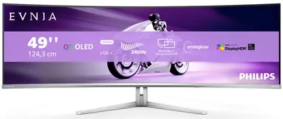 Monitor gaming Philips - Evnia 49M2C8900, 48.8'', 240Hz, 0.03ms, QD-OLED, Curved, alb
