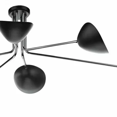 Plafoniera Krug 6lt Semi Flush Black & Polished Chrome