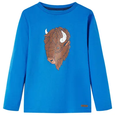 Tricou de copii cu mâneci lungi, albastru cobalt, 128