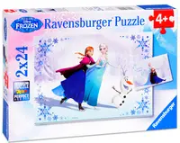 Puzzle Ravensburger din 2 x 24 de piese - Regatul de gheata - Surori pentru totdeauna