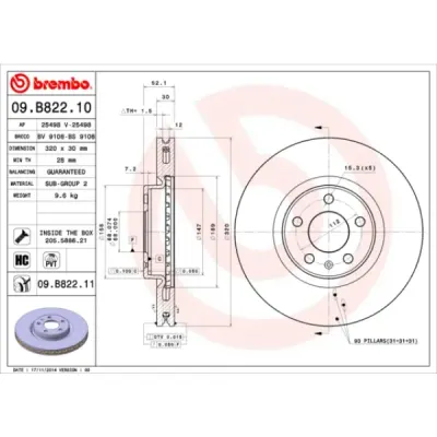 Disc frana BREMBO 09.B822.11