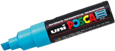 Marker permanent cu un varf tesit Uni Posca - PC-8K, 8 mm, turcoaz