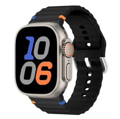 Curea Ocean Wave Ajustabila pentru Apple Watch, Silicon, Sport, Negru - 38/40/41 mm Engros