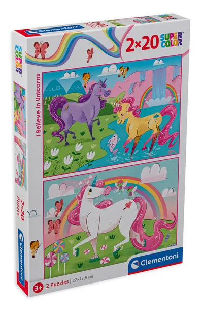 Puzzle Clementoni din 2 x 20 de piese - Eu cred in unicorni