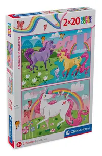 Puzzle Clementoni din 2 x 20 de piese - Eu cred in unicorni
