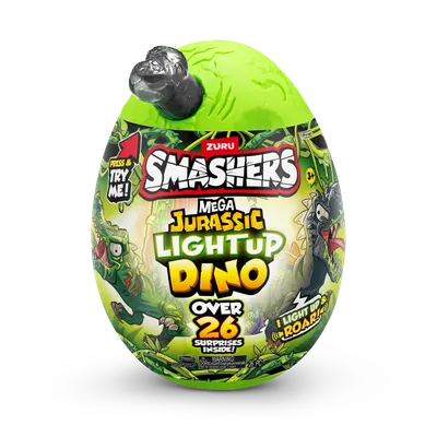 Figurina dinozaur in ou, Smashers, Mega Dino Jurassic Light-Up, Gri, S1