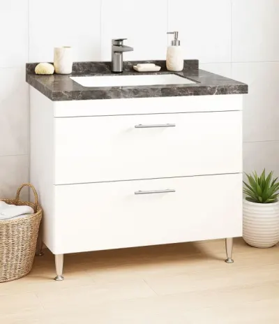 Set Baza si Lavoar seria 867, cu sertare, 80 cm, alb + antracit