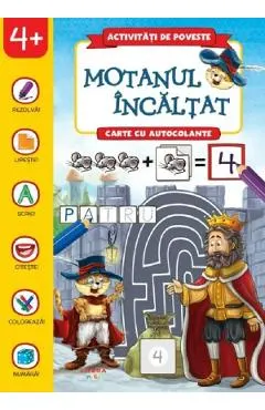 Motanul incaltat. Carte cu autocolante