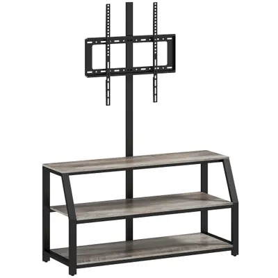 HOMCOM Comodă TV cu suport pentru televizoare până la 182,9 cm, comodă TV cu 2 rafturi deschise, 110x43x150cm, gri | Aosom Romania