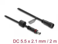 Cablu prelungitor alimentare 5.5 x 2.1mm T-M waterproof 2m Negru, Delock 67384