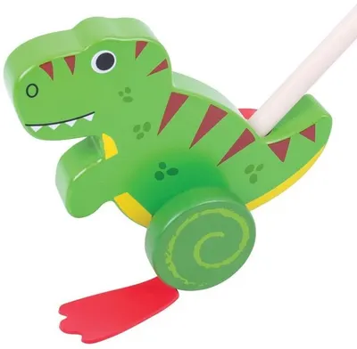 Jucarie de impins din lemn Bigjigs - T-Rex