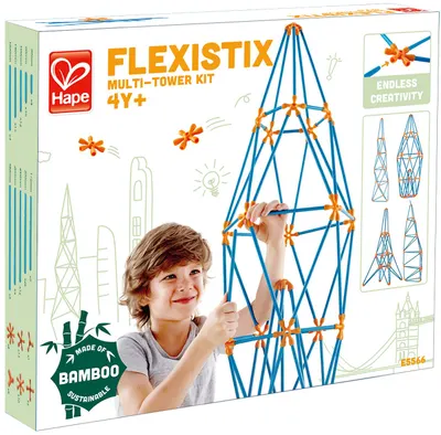 Constructor din bete de bambus Hape Flexistix - Turnuri