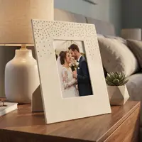 Ramă Foto Elegantă 18x23 cm – Catifea, Alb Ivory cu Cristale