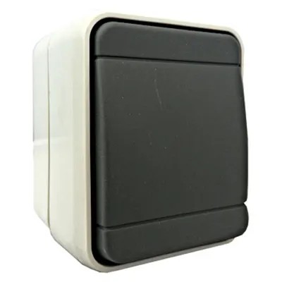 Buton cu revenire IP44, gri/gri