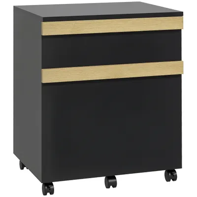 Vinsetto Caisson de birou cu roți și 2 sertare glisante trieur pentru dosare 48 x 40 x 59,5 cm negru | Aosom Romania