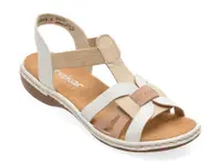 Sandale RIEKER albe, 65918, din piele ecologica