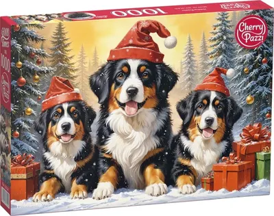 Puzzle Cherry Pazzi din 1000 piese - Căței de Crăciun