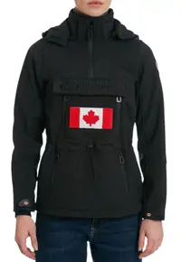 Geaca softshell pentru femei Toka - poliester/elastan - neagra - impermeabila - cu gluga detasabila -