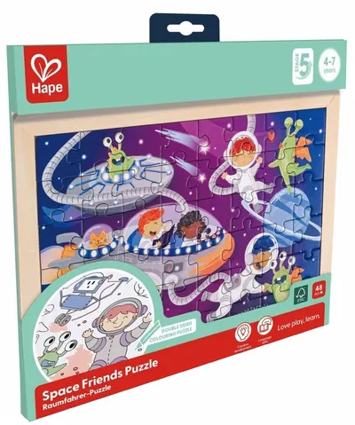 Puzzle de lemn Hape International - Prieteni spațiali