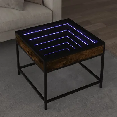 Gossi masuta de cafea cu led infinity, stejar fumuriu, 50x50x41 cm
