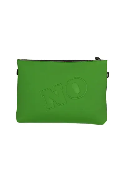 Geanta crossbody cu fermoar si text in relief - Verde electric