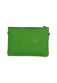 Geanta crossbody cu fermoar si text in relief - Verde electric