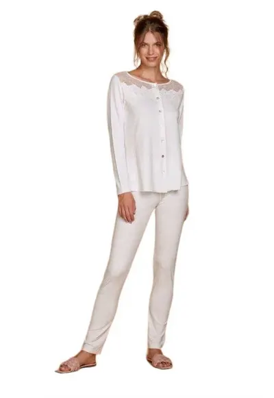 Pijamale dama maneci lungi 8752 - Alb