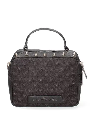 Geanta crossbody din piele cu aplicatii cu tinte - Negru