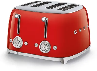 Prăjitor de pâine dublu Smeg - TSF03RDEU, 2000W, 6 viteze, roșu