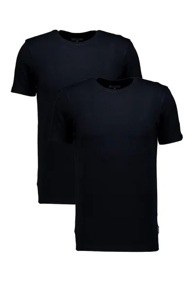Set de tricouri cu decolteu la baza gatului - 2 piese - Negru