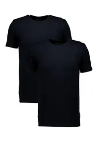Set de tricouri cu decolteu la baza gatului - 2 piese - Negru