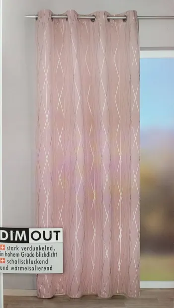 Draperie dimout cu inele Cannes Dimout roz gold L 135 x H 245 cm