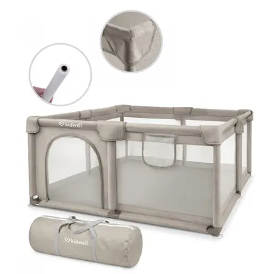 Tarc pliabil pentru copii Kidwell Fanko Beige 130x130 cm, pentru interior, spatiu optimizat, sigur, 0-6 ani