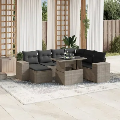 Gossi set mobilier de gradina cu perne, 8 piese gri deschis poliratan