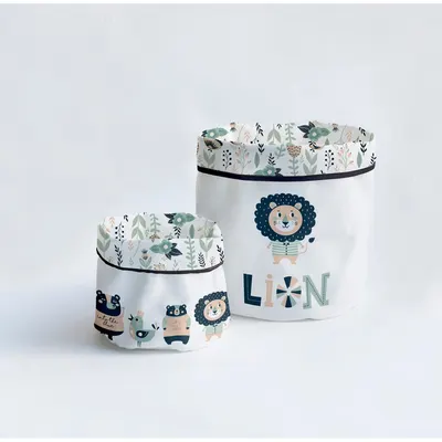 Set 2 coșuri textile pentru depozitare Madre Selva Lion