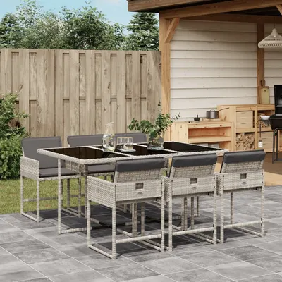 Gossi set mobilier de gradina cu perne, 7 piese gri deschis poliratan