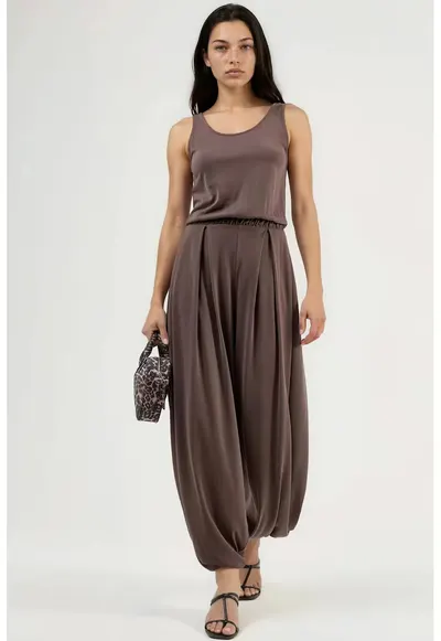 Salopeta dama Wide Leg - maro - textil