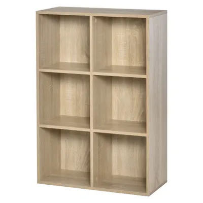 HOMCOM Bibliotecă Modernă cu 6 Cuburi, 65.5x30x97.5 cm, Culoare Stejar | Aosom Romania
