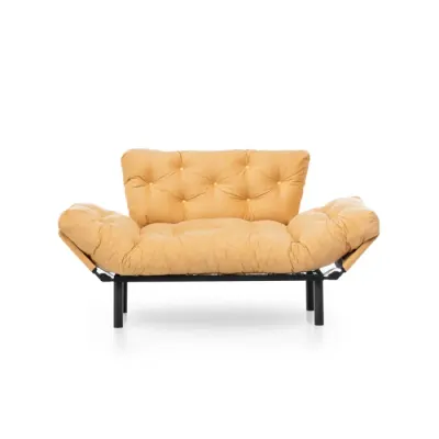 Canapea extensibila NITTA, 2 locuri, mustar, 155x70x85 cm