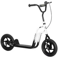 AIYAPLAY Monopatin pentru Copii 5-12 Ani cu Roți Mari de 30cm și Ghidon Reglabil, Monopatin pentru Copii din Oțel cu Frână Posterioară, Suport, Alb și Negru | Aosom Romania