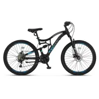 Bicicleta MTB Umit Stallion 2D, Full Suspension, SHM, 21 viteze, roata 27.5 , cadru otel, negru albastru