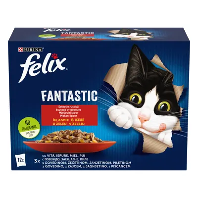 Felix Fantastic Selectie Rustica Vita/Pui/Iepure/Miel In Aspic 12X85 g