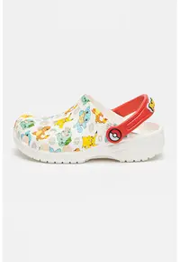 Saboti slingback cu model grafic - Alb