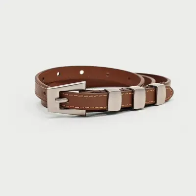Curea dama C-219, piele naturala, Maro