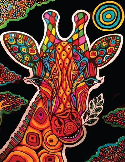 Tablou de colorat ColorVelvet - Girafă, 47 x 35 cm
