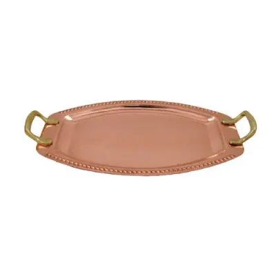 Tava Ovala din Cupru cu Manere din Bronz 34x25cm Fabricata in Grecia