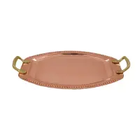 Tava Ovala din Cupru cu Manere din Bronz 34x25cm Fabricata in Grecia