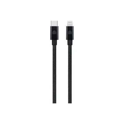 Cablu de date Dviced DV120004, USB-C la Lightning, Nylon Textil, 0,25m (Negru)