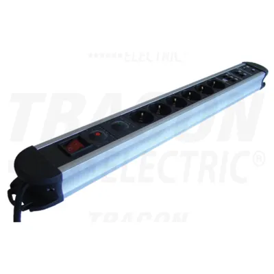 Prel.ALU, 6 prize cu CP, intr, prot. la U si I,TV,Tel,PC HKTM6-3M-KTS-ALU 6×SHUKO, 3m, max.16A, 250V, 3680W, H05VV-F
